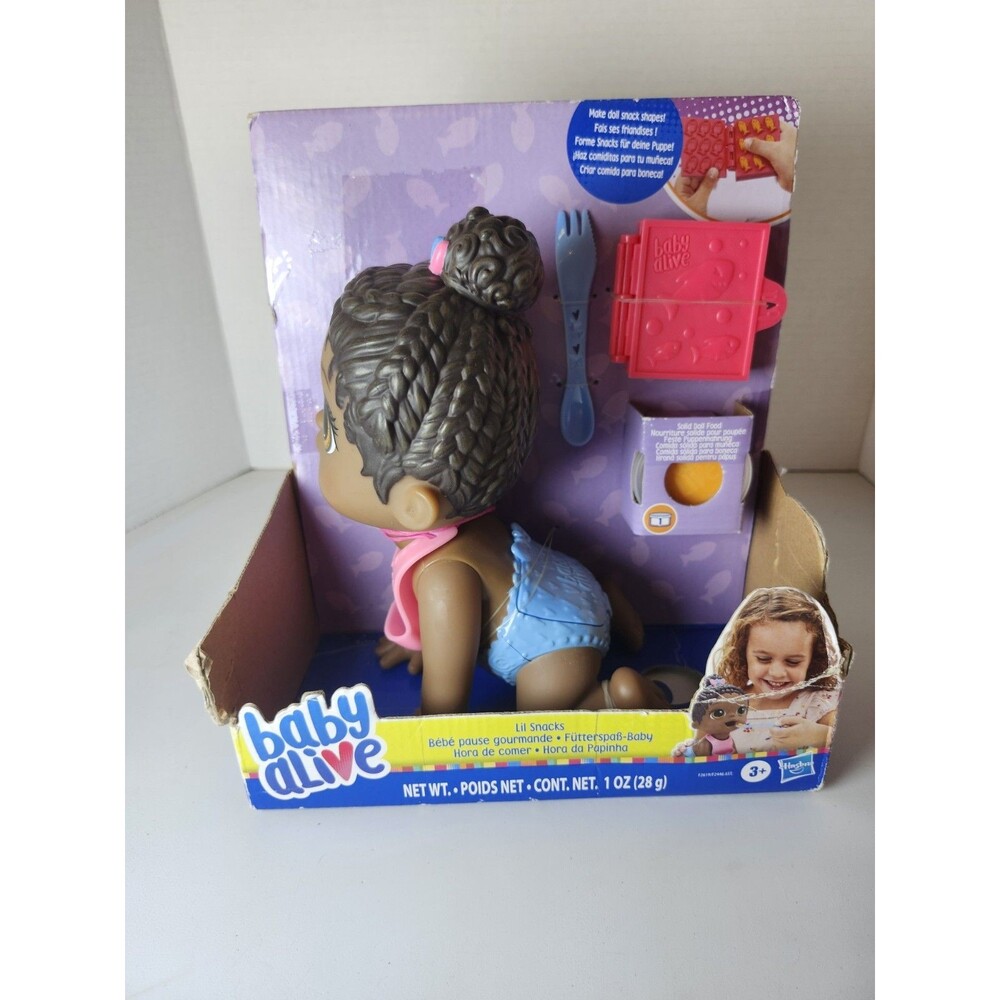 Baby Alive Lil Snacks Doll Black Hair Brown Eyes